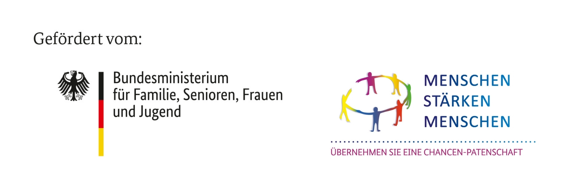 Logos: Gefördert vom BMFSFJ im Rahmen des Bundesprogramms "Menschen stärken Menschen"